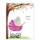 Baby Shower Thank You  Cards,  Bassinet Pink, Bonnie Marcus
